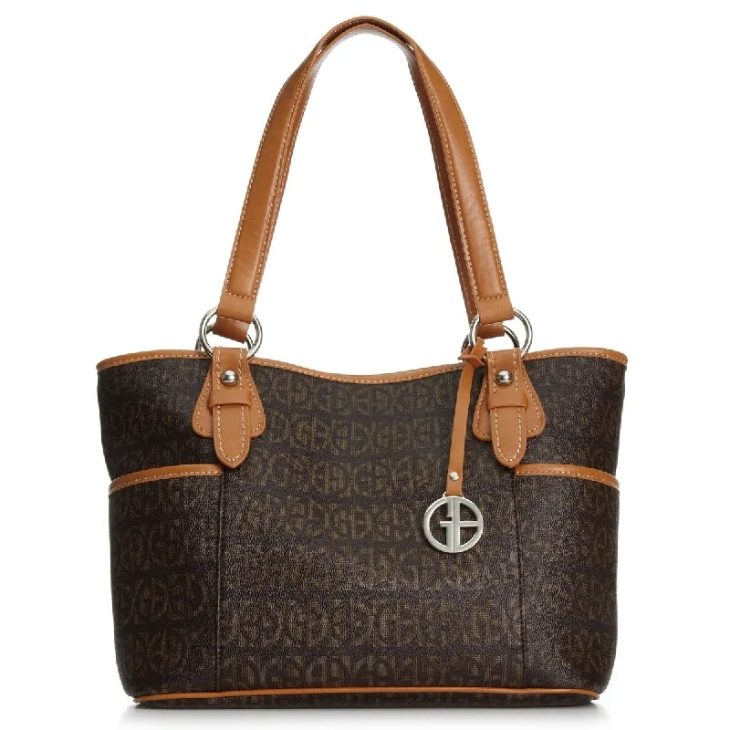 Giani Bernini Womens Block Signature Tote Brown Size Regular