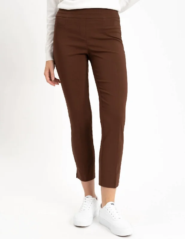 Woven Pocket Ankle Pants In Chocolate