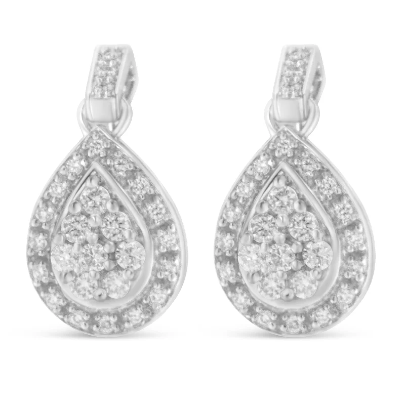 10k White Gold Round Cut Diamond Earrings