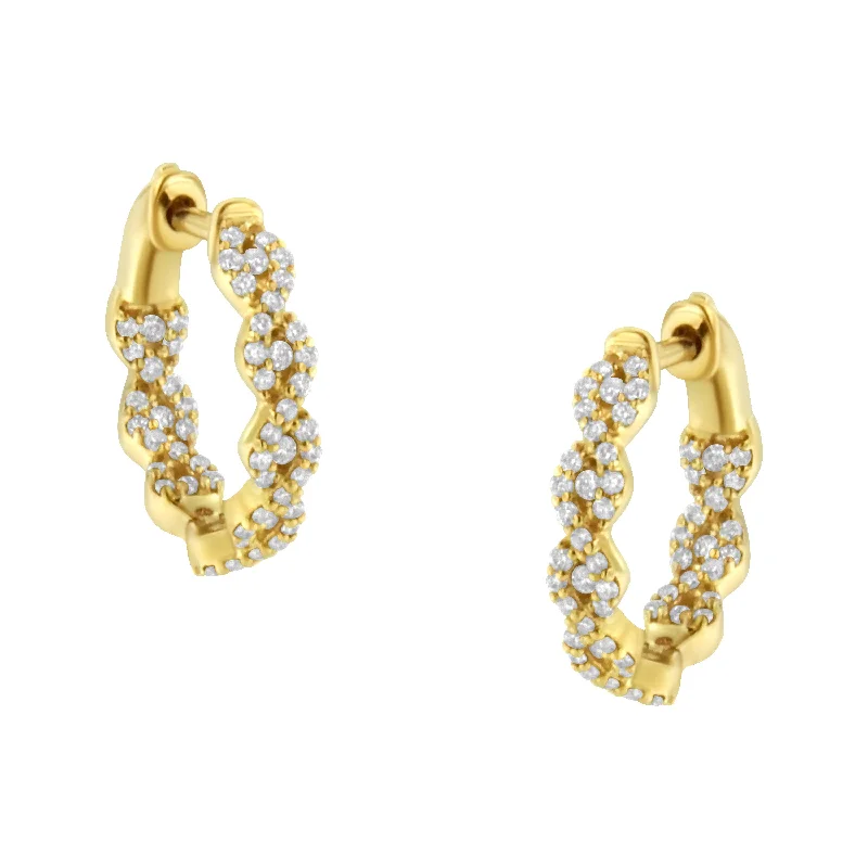 10K Yellow Gold Diamond Huggy Earrings