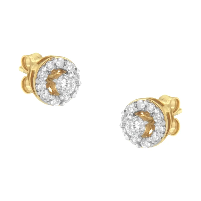 2 Micron Yellow Gold Plated Sterling Silver Diamond Stud Earring