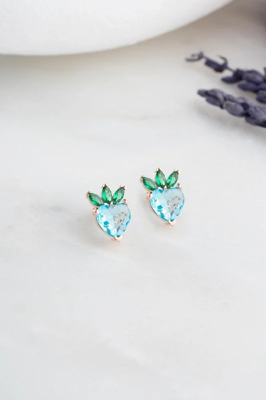 Aquamarine Strawberry Heart Earring