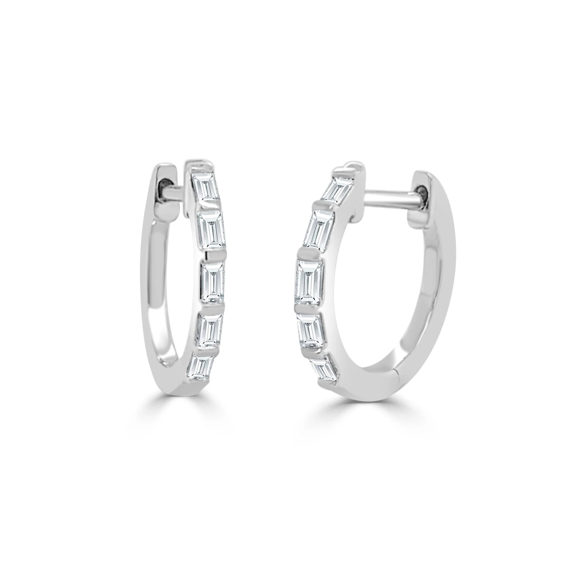 Baguette Diamond Huggie Hoops