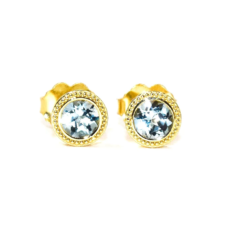 Bezel Set Aquamarine Studs