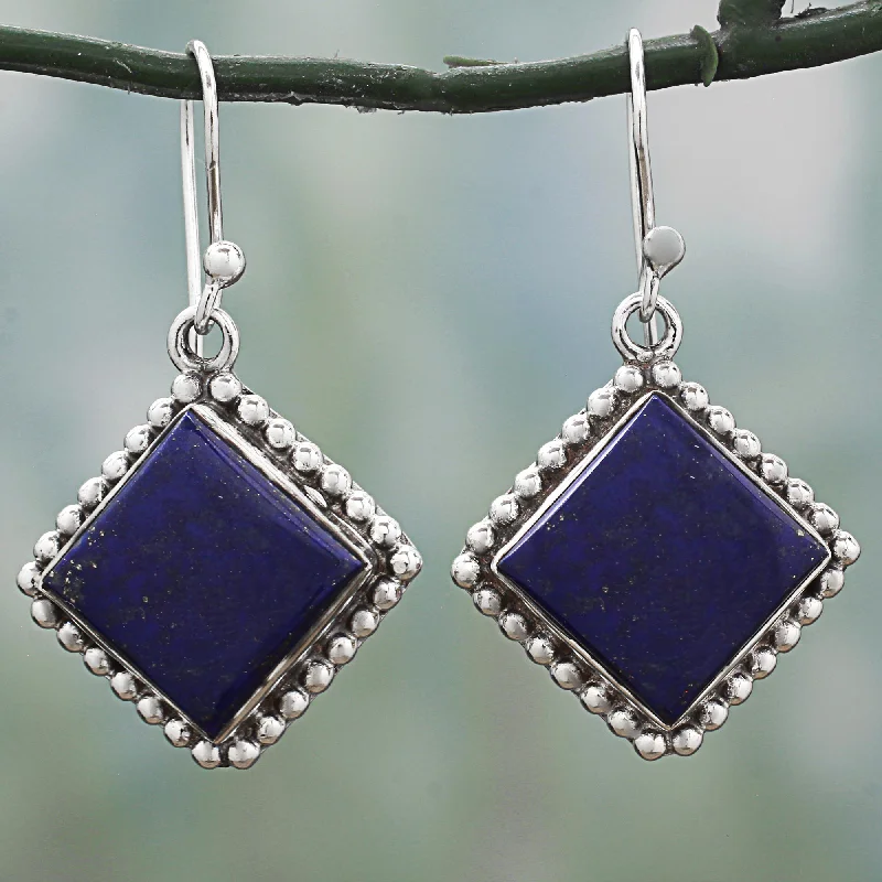 Blue Kite Kite Shaped Sterling Silver Lapis Lazuli Dangle Earrings