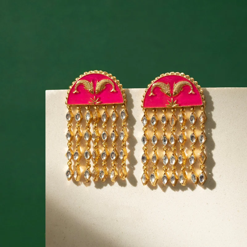 Choli ke Peeche Fuscia Pink Truck Art Earrings