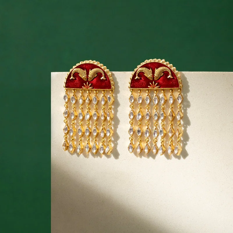 Choli ke Peeche Maroon Art Earrings