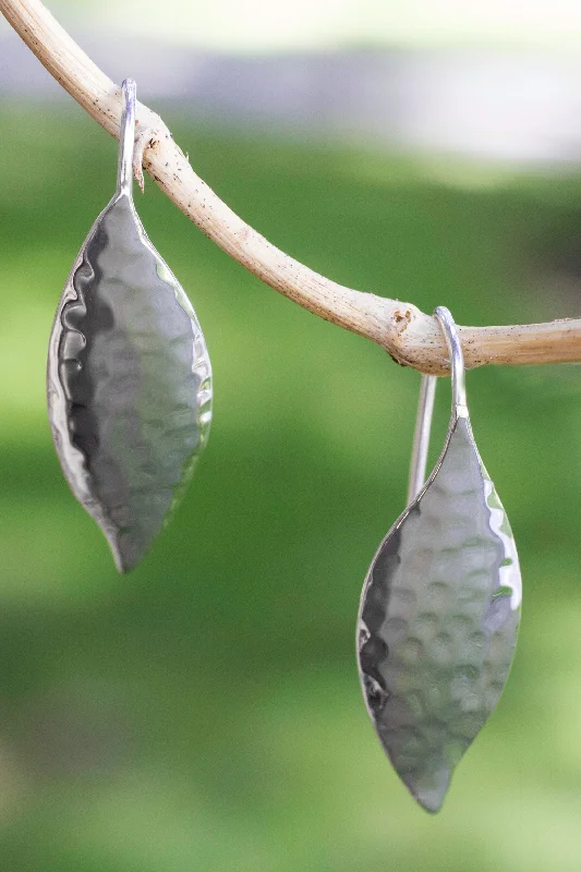 Dewy Leaves Taxco Silver Jewelry Handcrafted Earrings