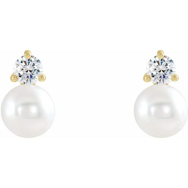 Freshwater Pearl & Diamond Studs