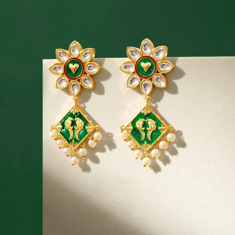 Laung Da Lashkara Dark Green Truck Art  Earrings