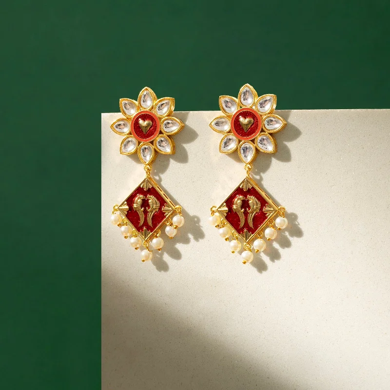 Laung Da Lashkara Maroon & Orange Truck Art  Earrings