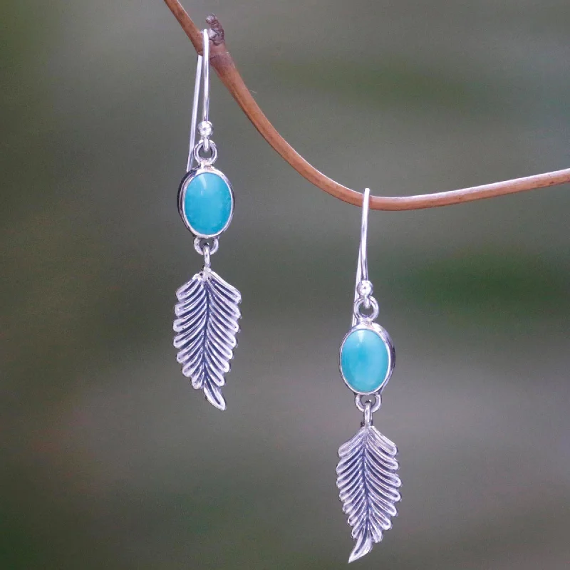 Leaves of Hope Leaf Motif Magnesite Dangle Earrings from Bali