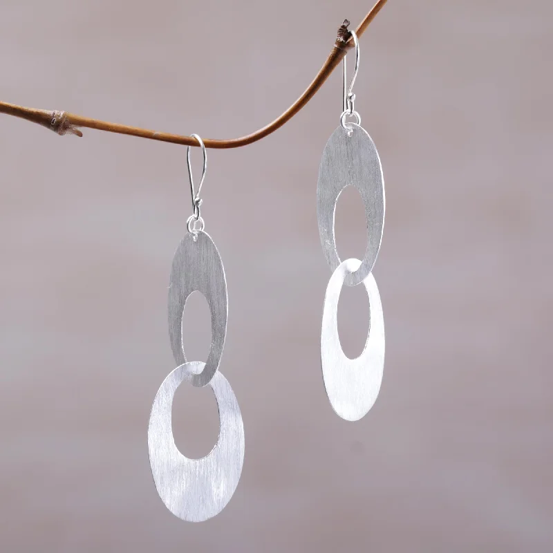 Loving Bond Sterling Silver Modern Circle Dangle Earrings from Indonesia