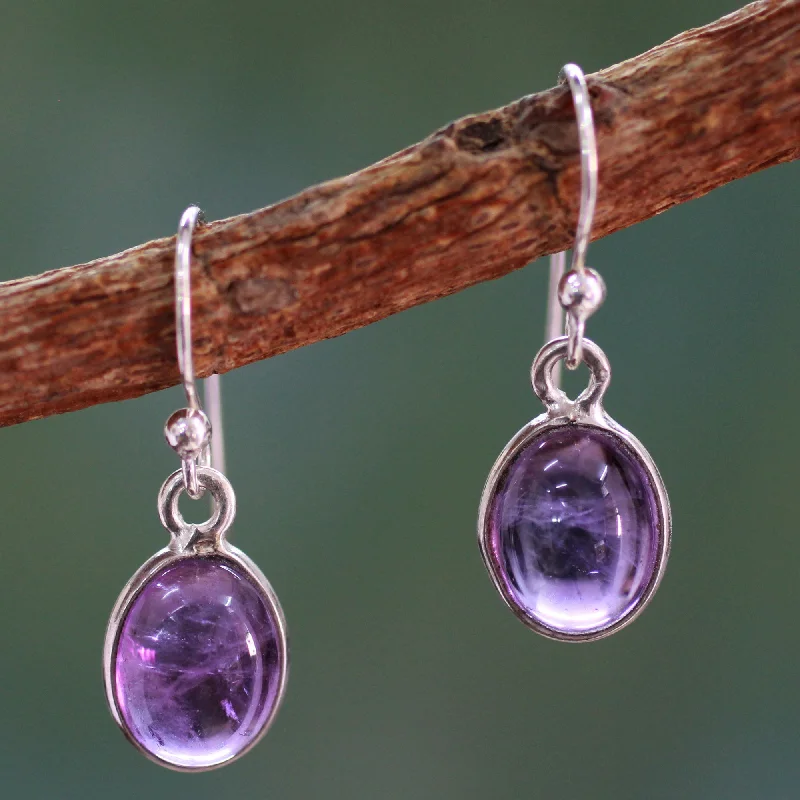 Luminous Lilac Silver and Amethyst Earrings Crafted in India