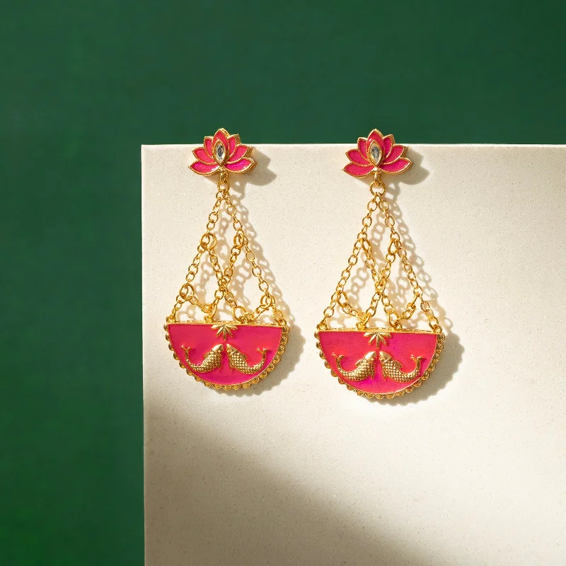 Manmarziyan Fuschia Pink Truck Art Earrings