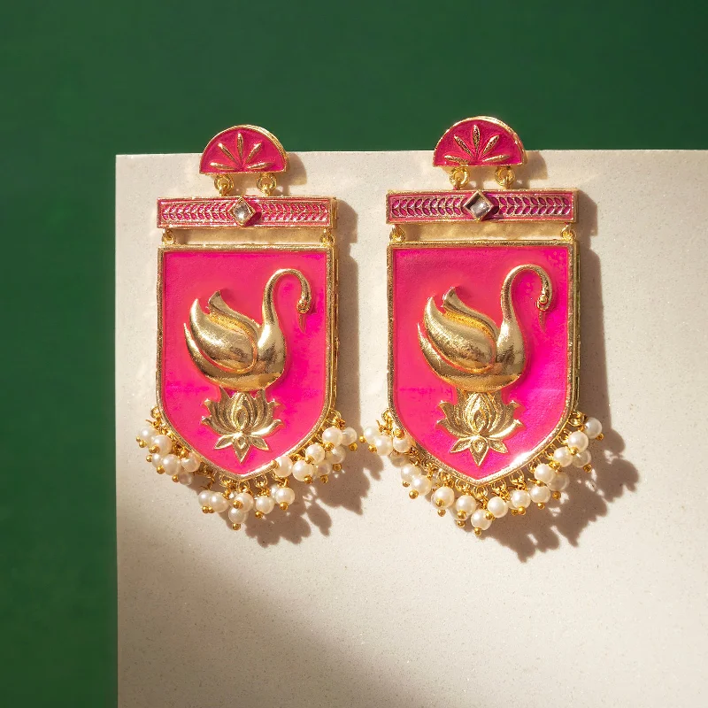 Mehbooba Fuschia Pink Trunk Art Earrings