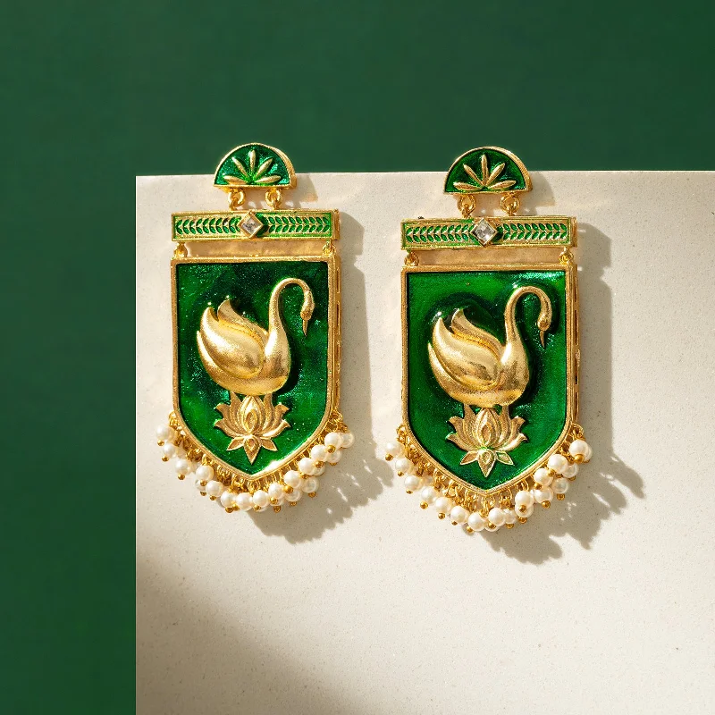 Mehbooba Green Trunk Art Earrings