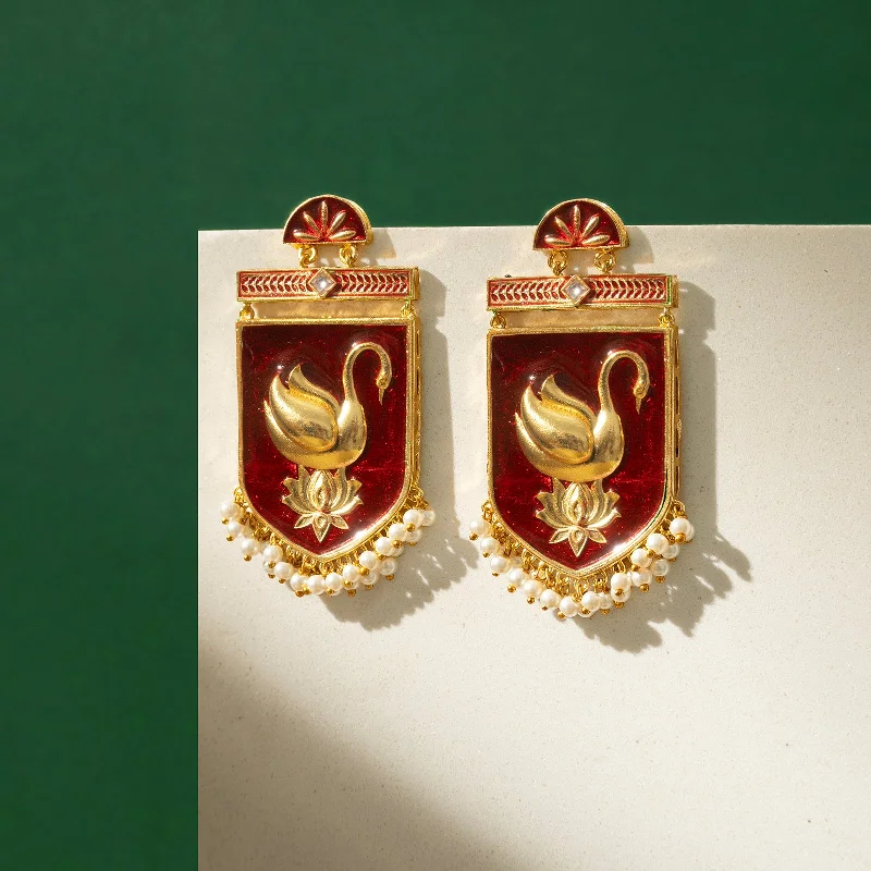 Mehbooba Maroon Trunk Art Earrings