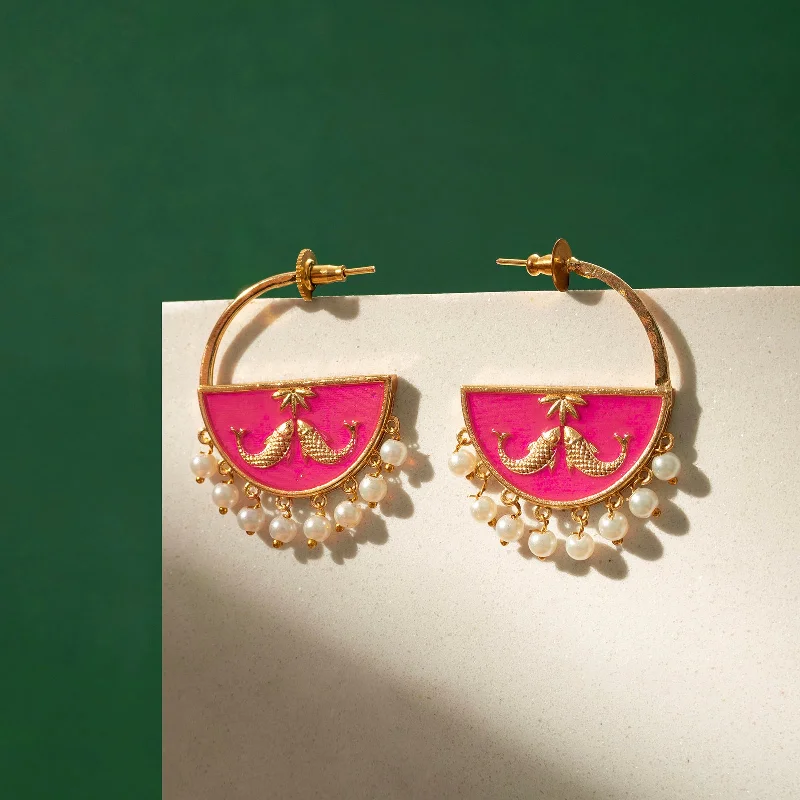 Param Sundari Fuschia Pink Truck Art Earrings