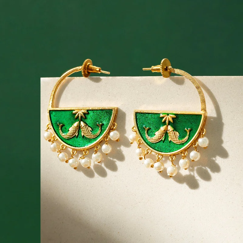 Param Sundari Green Truck Art Earrings