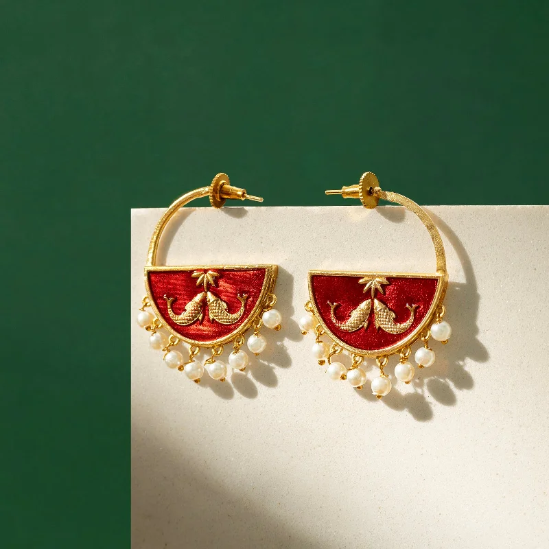 Param Sundari Maroon Truck Art Earrings