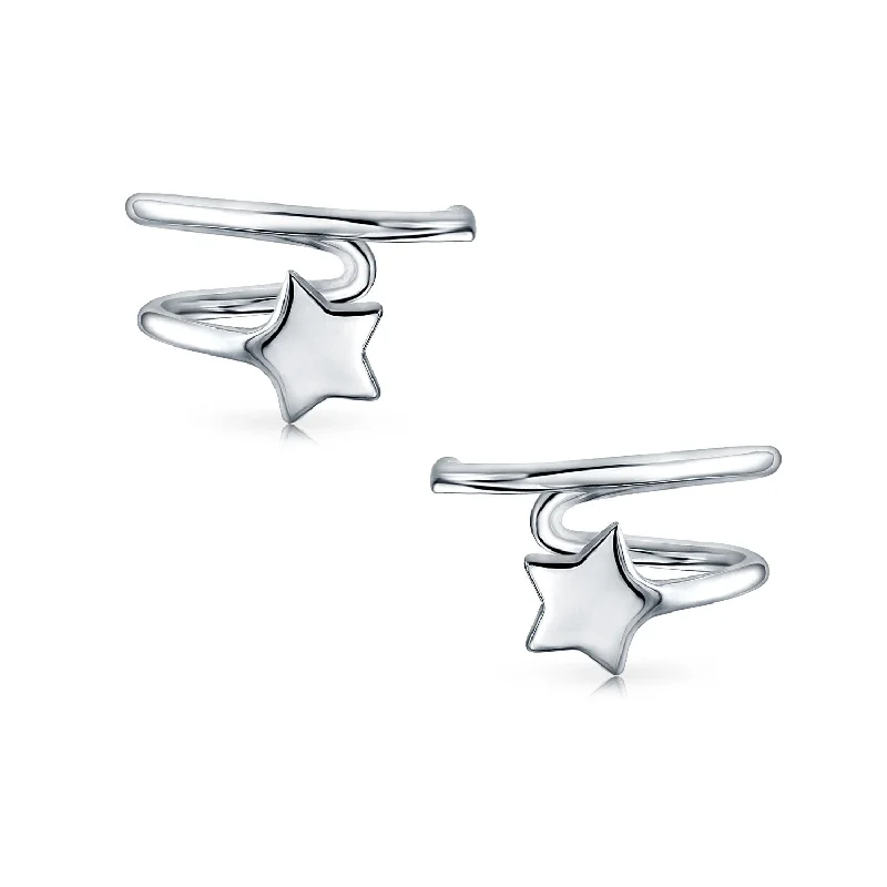 Initial Alphabet A-Z Patriotic Celestial Rock Star Ear Cuff Cartilage Earrings Silver