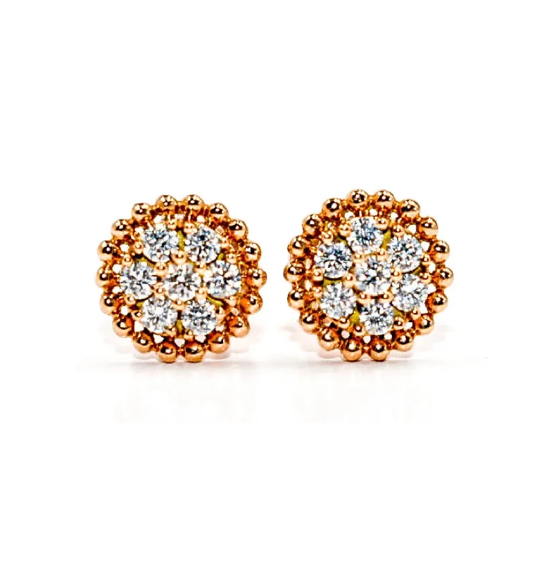 Round Diamond Beaded Cluster Earrings