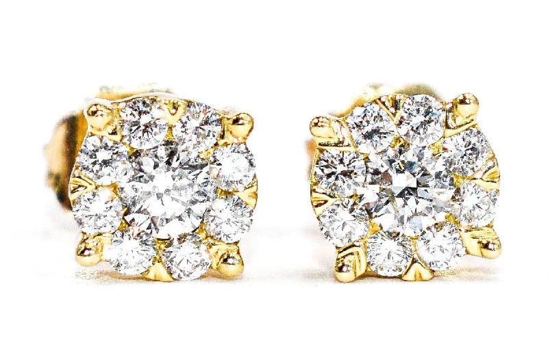 Round Diamond Cluster Earrings