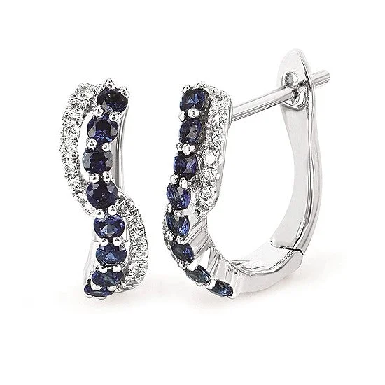 Round Sapphire And Diamond Hoops