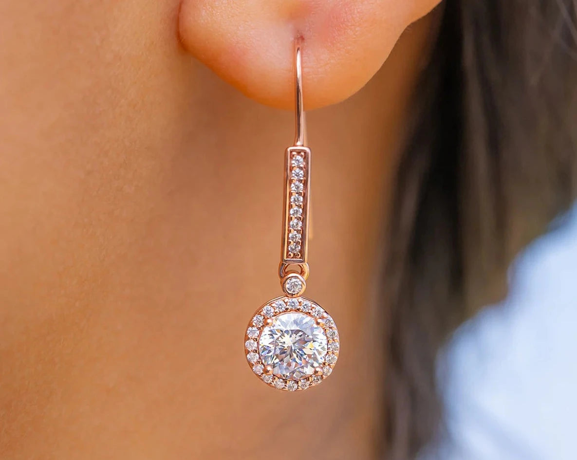 Round Zircon Stone Earrings