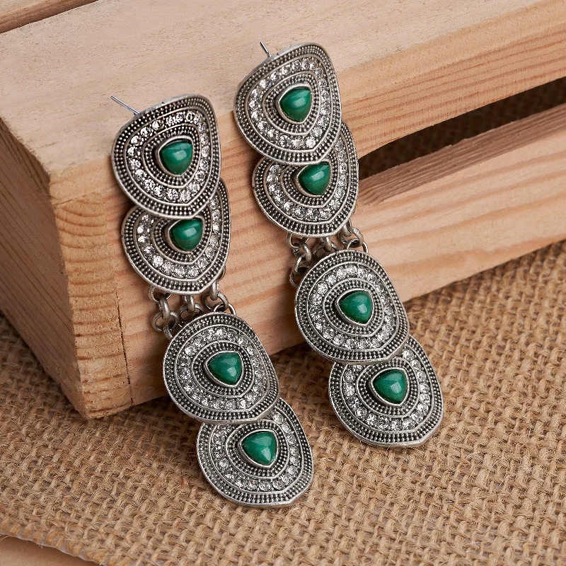 Teejh Pushpa Silver Green Earring