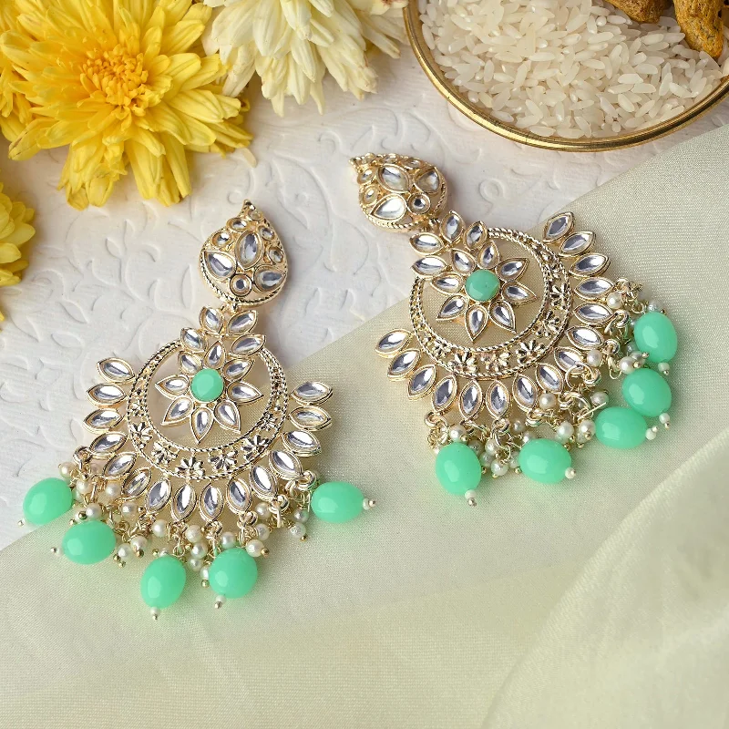 Teejh Trishika Mint Green Gold Enamel Earrings