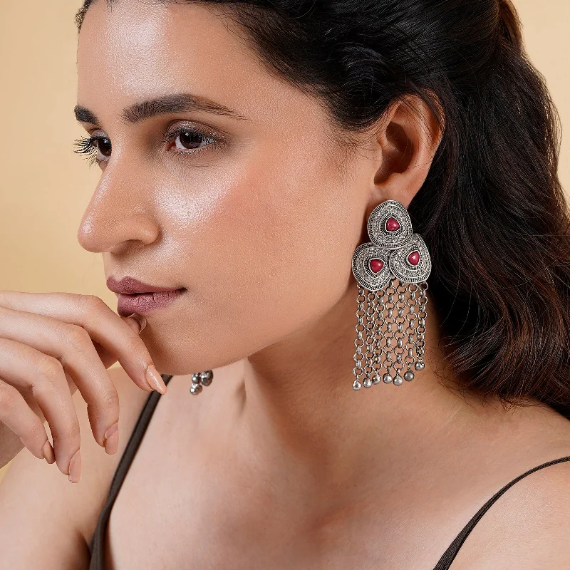 Teejh Vidula Silver Mehroon Earring