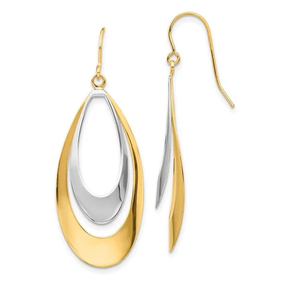 Two-Tone Double Teardrop Dangle Earrings