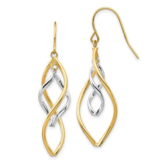 Two-Tone Fancy Twisted Dangle Earrings